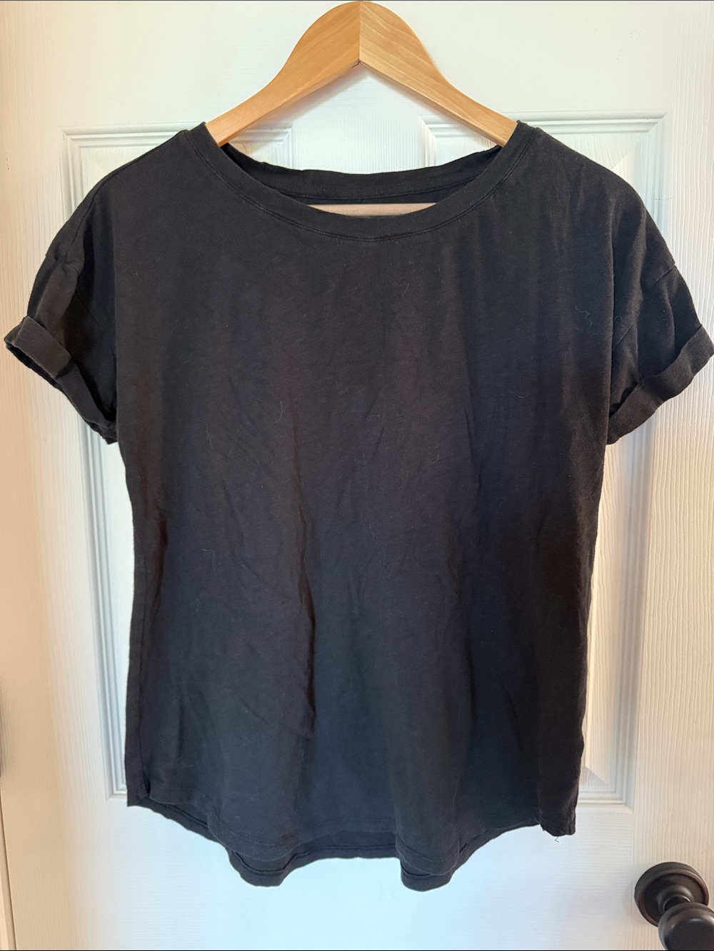Maurices Black Short Sleeve Rolled Cuff Tee